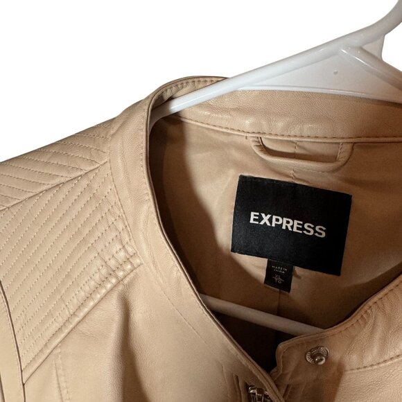 Express Vegan Leather Motorcycle Jacket Women's Size XL in Blondish/Tan - Picture 3 of 9